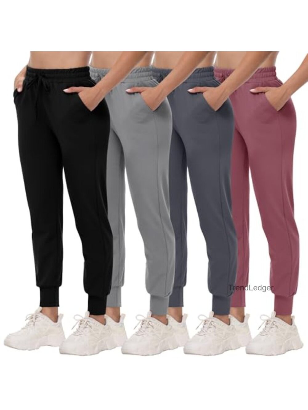 4 Pack Joggers for Women - Sweatpants with Pockets Lightweight Comfy Yoga Pants
